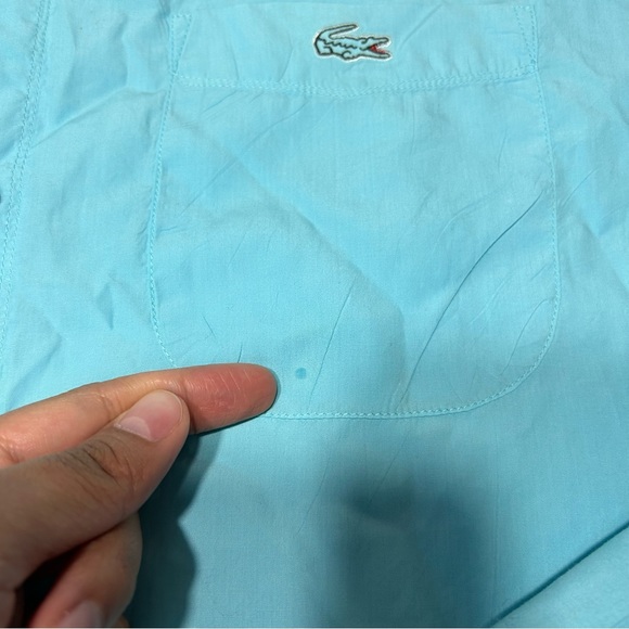 LACOSTE Mens Long Sleeve Button Down Shirt Aqua Blue Size 45 / XXL US - Picture 4 of 11